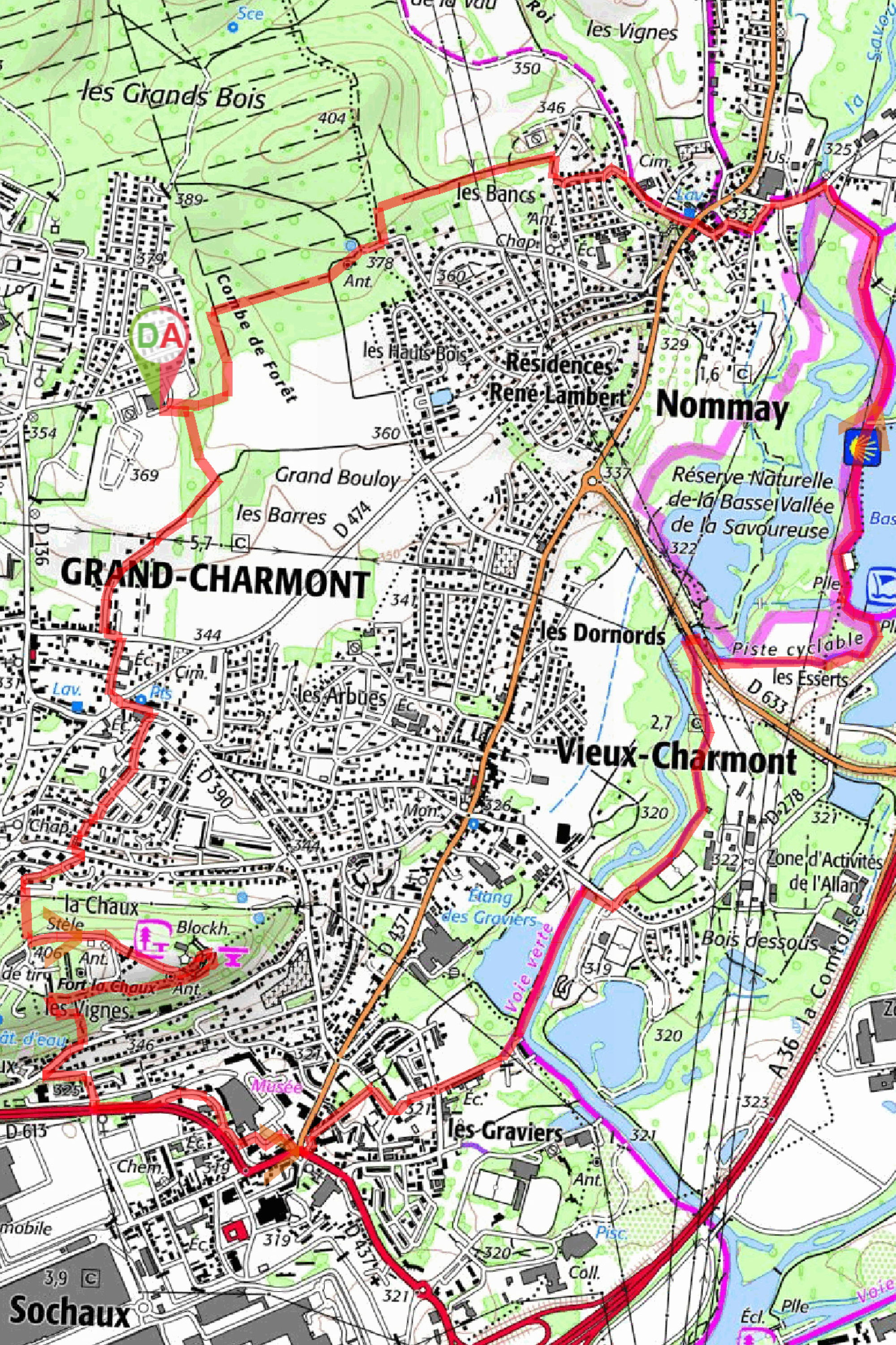 Parcours Sud 11km - Fort et étangs de Brognard